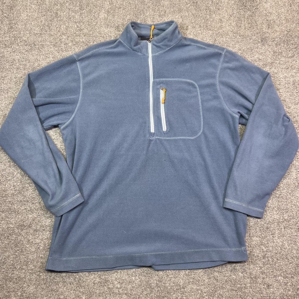 Stoic Pullover Mens Large Blue 1/4 Zip Fleece Chest Pocket Hiking Outdoor Top